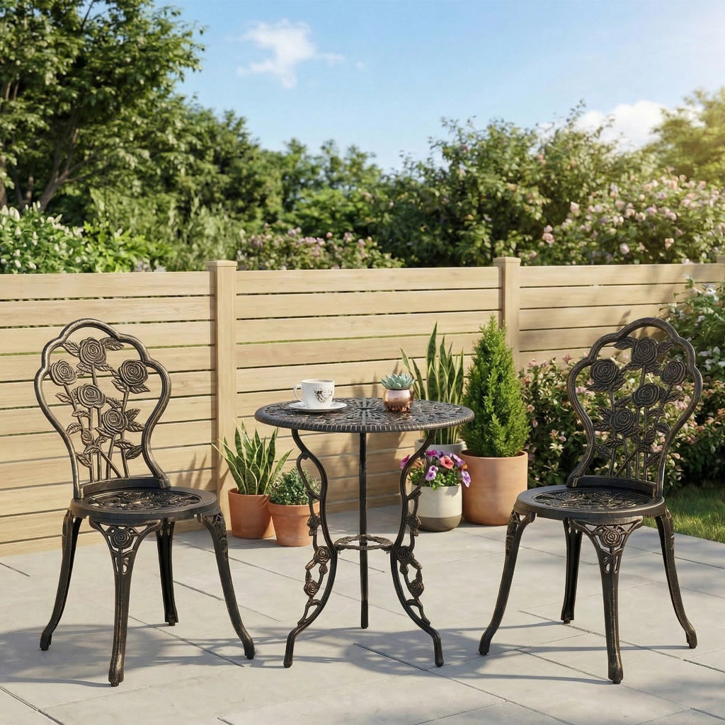 Set Giardino Tavolo e Sedie 2 Posti ¨C zephmum ¨C Bronzo Resina