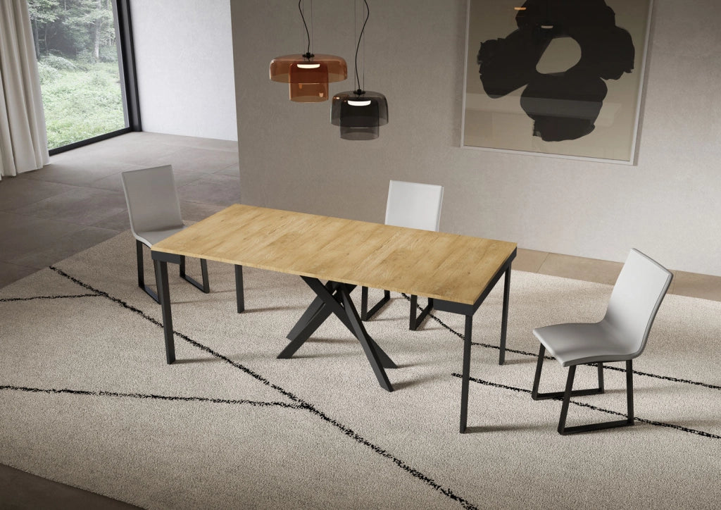 Consolle Allungabile 90-196x40x77 cm Saki Small Evolution Quercia Natura Gambe Antracite