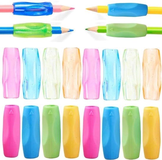 Penne per bambini, penne siliconiche per mani delicate, penne ergonometriche per mani sinistre o destre, set di 16 pezzi