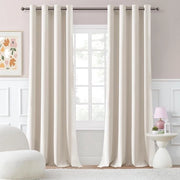 Gordini a metà ombreggiatura moderni per soggiorno 140 x 260 cm beige chiaro con anelli