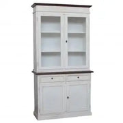 Credenza cristalliera in legno 2 porte mod Martini Shabby chic bianco anticato e noce scuro