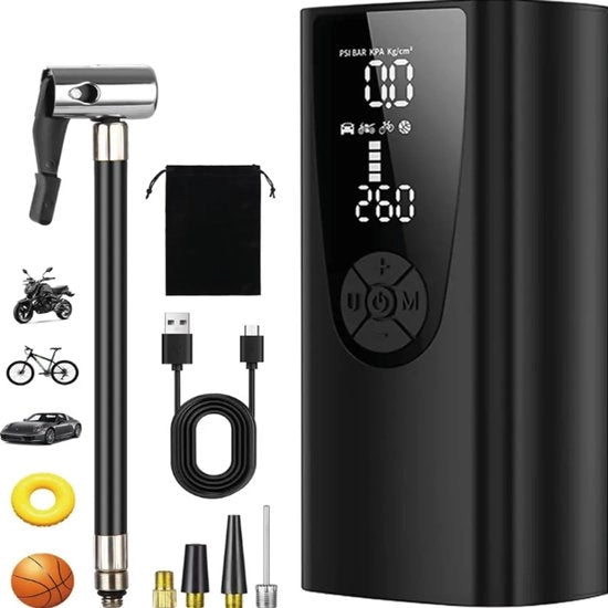 Pompa aeree elettrica, ricaricabile 6000 mAh, 150 PSI, compressore a aria ricaricabile portatile con schermo LCD.