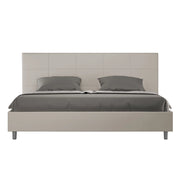 Letto Matrimoniale King Size 180x190 cm Senza Rete Imbottito in Similpelle Mika Tortora