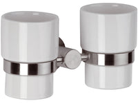Portabicchiere doppio in ceramica - serie minimal inox
