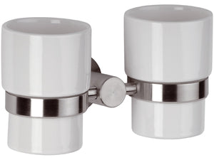 Portabicchiere doppio in ceramica - serie minimal inox
