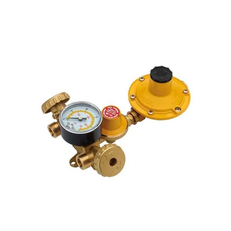 MINI CENTRALINA MANOMETRO Y 2 BOMBOLE GAS GPL 1 STADIO 8-12KG 2 STADIO 4KG - UNIVERSALE