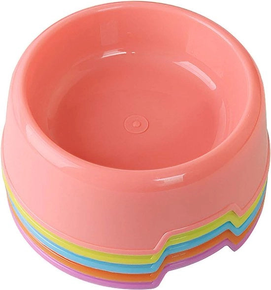 Set di 5 Piatti in Plastica per Animali Domestici, Gatti, Puppi, Hamster, Coniglio, Casa. Piatto per Gatti per Cibo Secco, Cibo Umido, Trattamenti, Acqua, Colore a Scegliere.