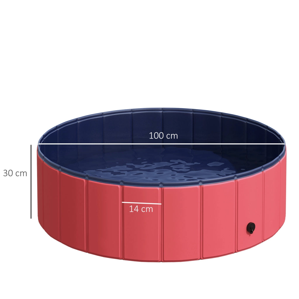 Vasca da bagno per cani e gatti pieghevole ¨C zephmum ¨C plastica e legno rosso ?100x30 cm