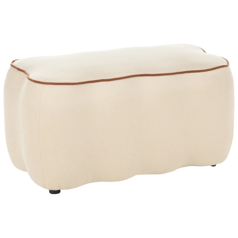 Panca rettangolare in tessuto beige chiaro 69 x 38, poggiapiedi, elemento decorativo per soggiorno e camera da letto