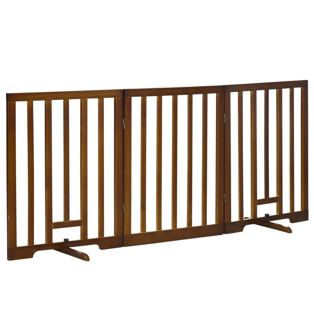 Cancellino Pieghevole per Cani ¨C Xylo ¨C Legno di Pino Marrone Scuro 181x35x76 cm