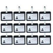 12 Pezzi Porta Badge In PVC Con Corda Doppio Esposizione Nero Interno 85X54mm