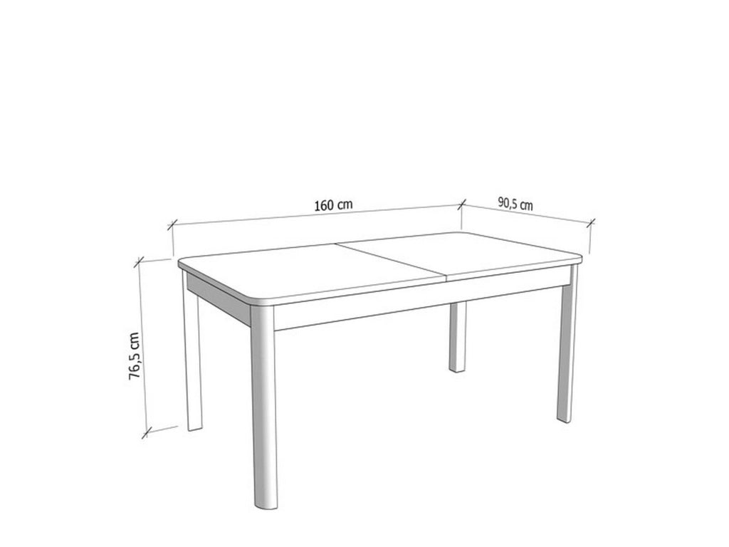 Tonara, Tavolo Fisso 6 Posti, 160x90.5x76.5h cm Bianco