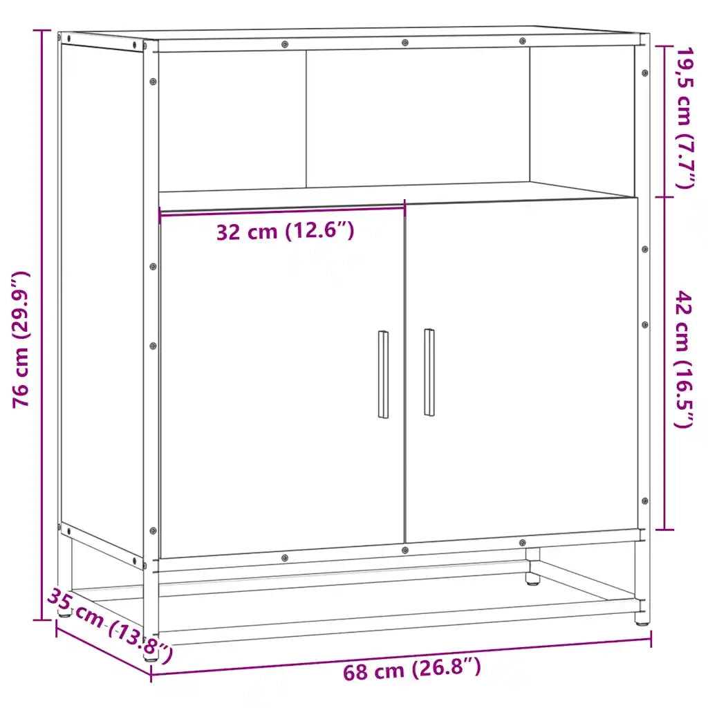 Credenza Rovere Marrone 68x35x76 cm in Legno Multistrato 849003
