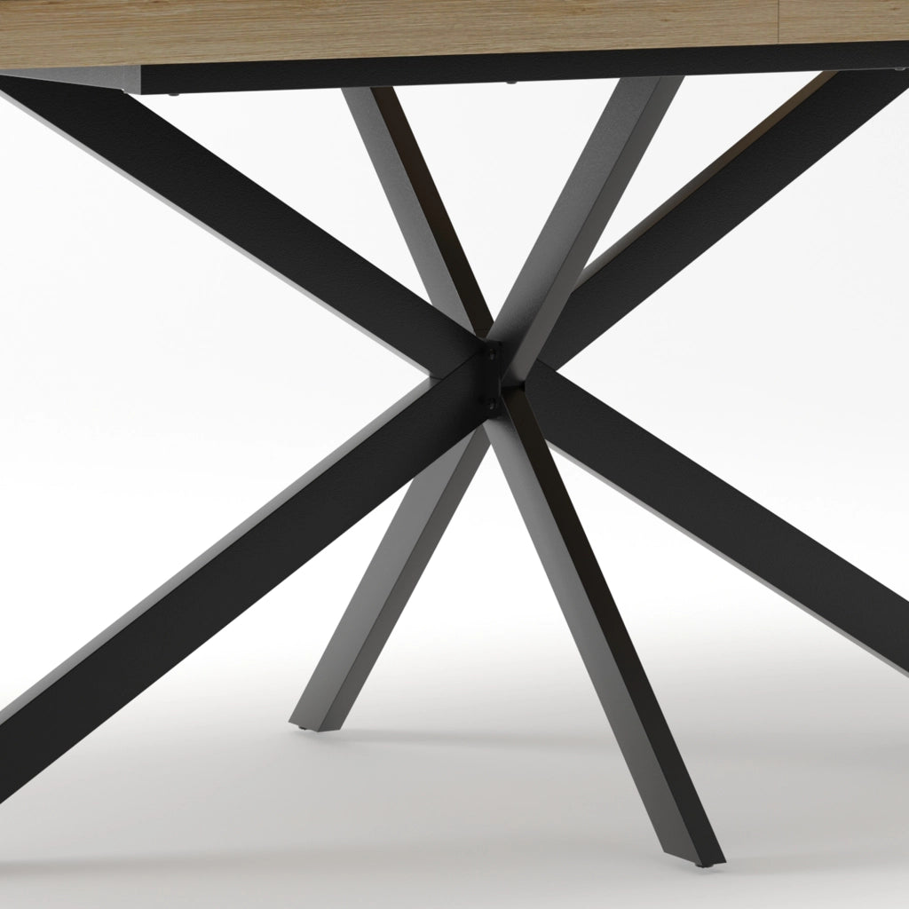 Tavolo allungabile rettangolare con vano contenitore e base in metallo per cucina e sala da pranzo naturale 140 × 80 × 76 cm