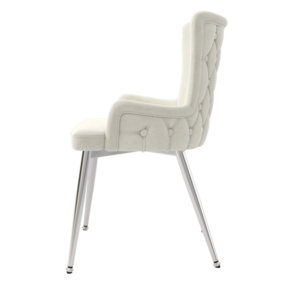 Chaise da pranzo in velluto set da 2 con gambe in metallo per soggiorno e camera da letto beige argento