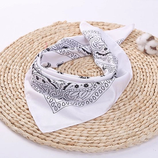 Set di 5 sciarpe quadrati in poliestere e cotone, sciarpa per bicicletta all'aperto, adatta per donne, uomini e bambini, 55*55CM, bianco