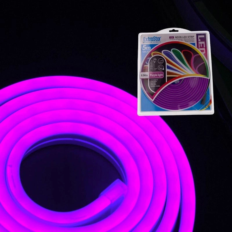 Striscia LED Neon 5M 8.5W/M 12V 120LED Modellabile e Tagliabile IP65 Impermeabile Purple Angolazione Luce 120