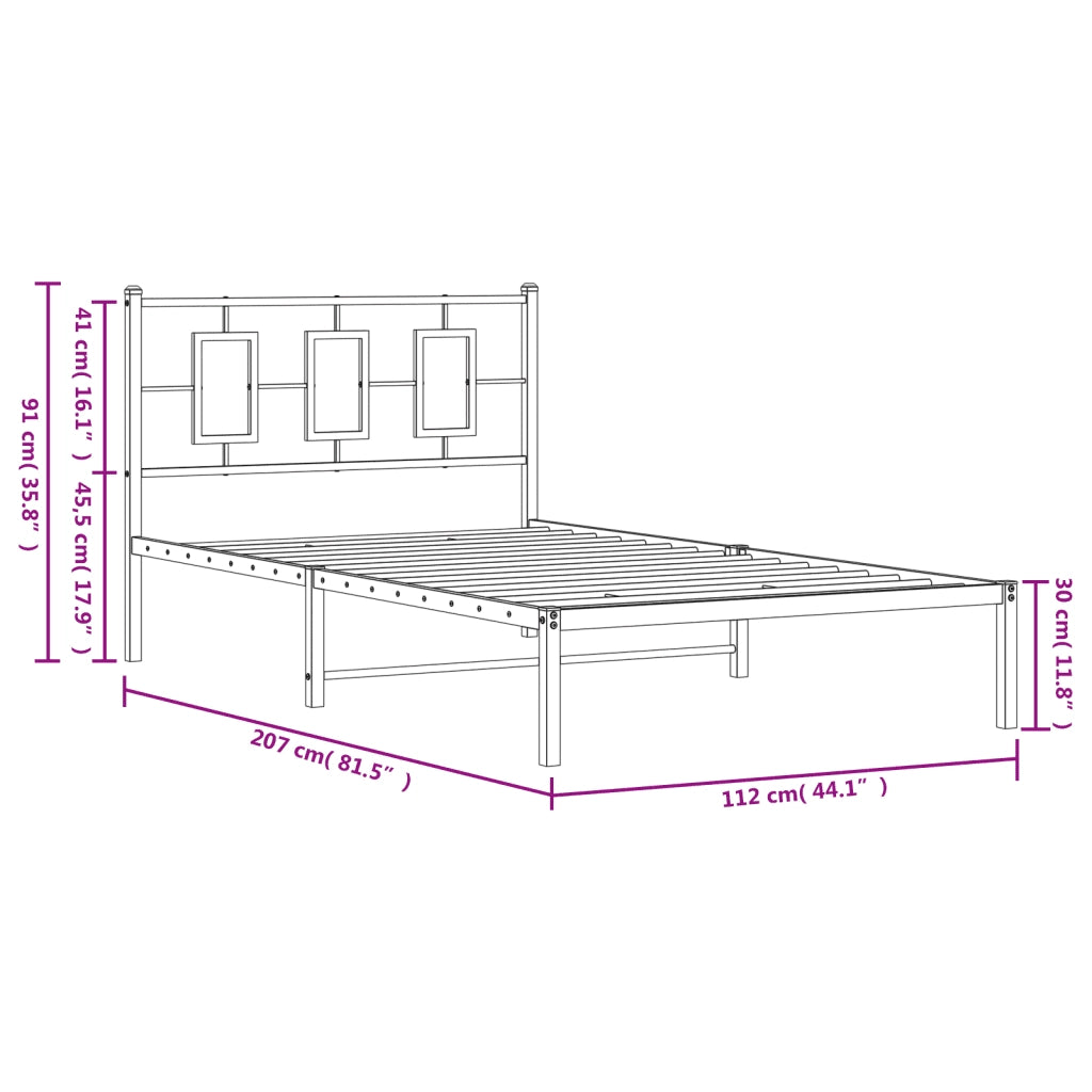 Giroletto con Testiera in Metallo Nero 107x203 cm