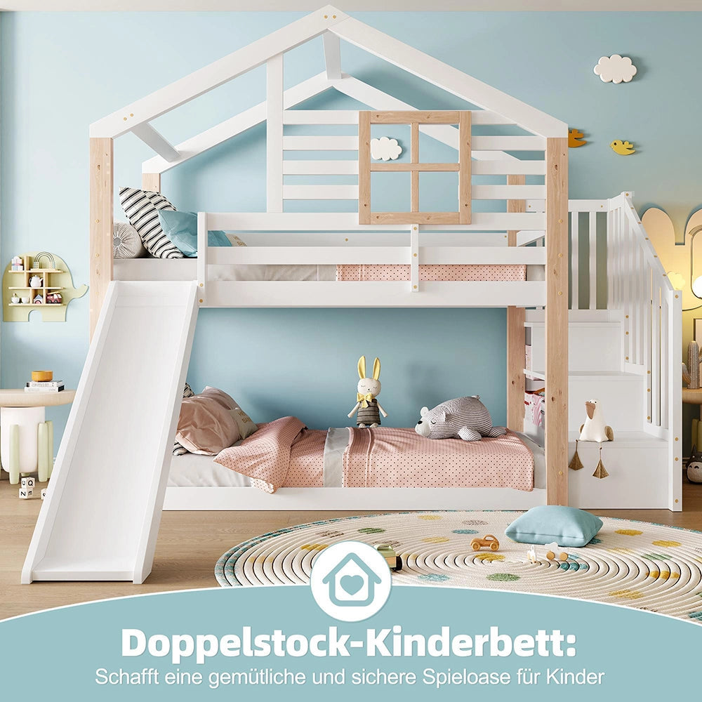 Letto castello bambini?- Xylo - scivolo scala legno massello
