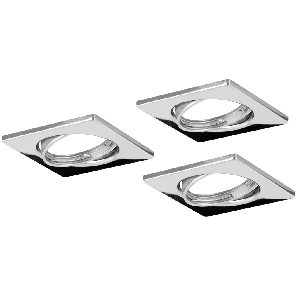 Faretto incasso quadrato cromato orientabile 3pz Polux