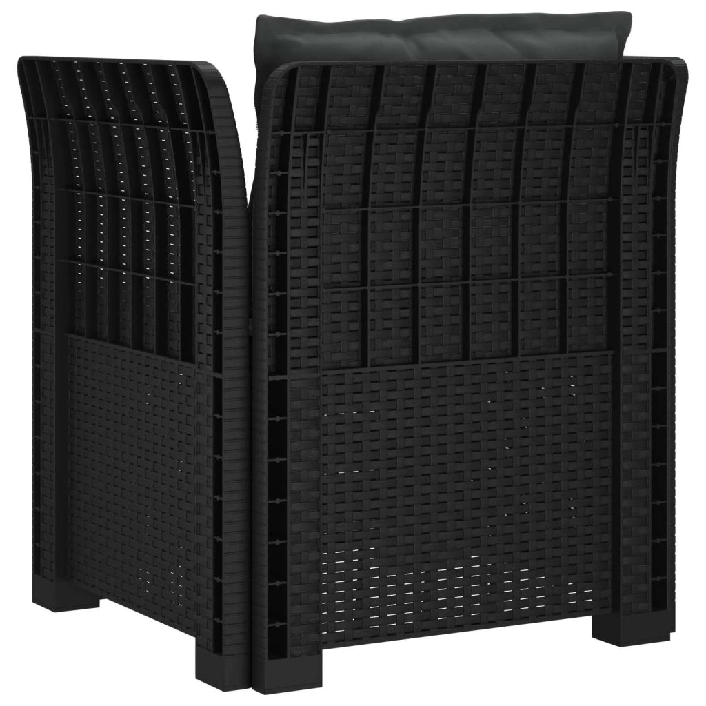 Sedia da giardino-Poltrona a 1 Posto con Cuscini Aspetto Rattan PP Antracite 771246
