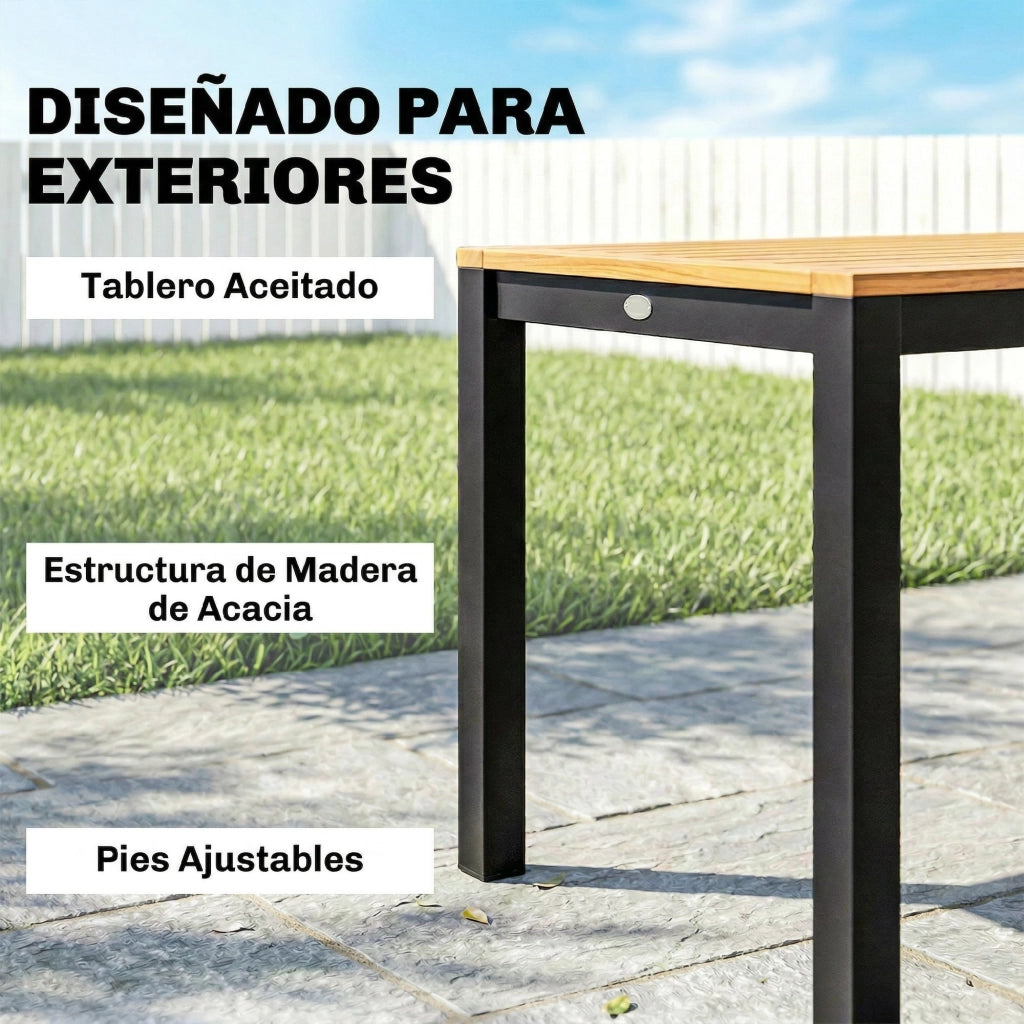 Tavolo da pranzo per giardino in legno per 6 persone ¨C zephmum ¨C naturale 150x75x75