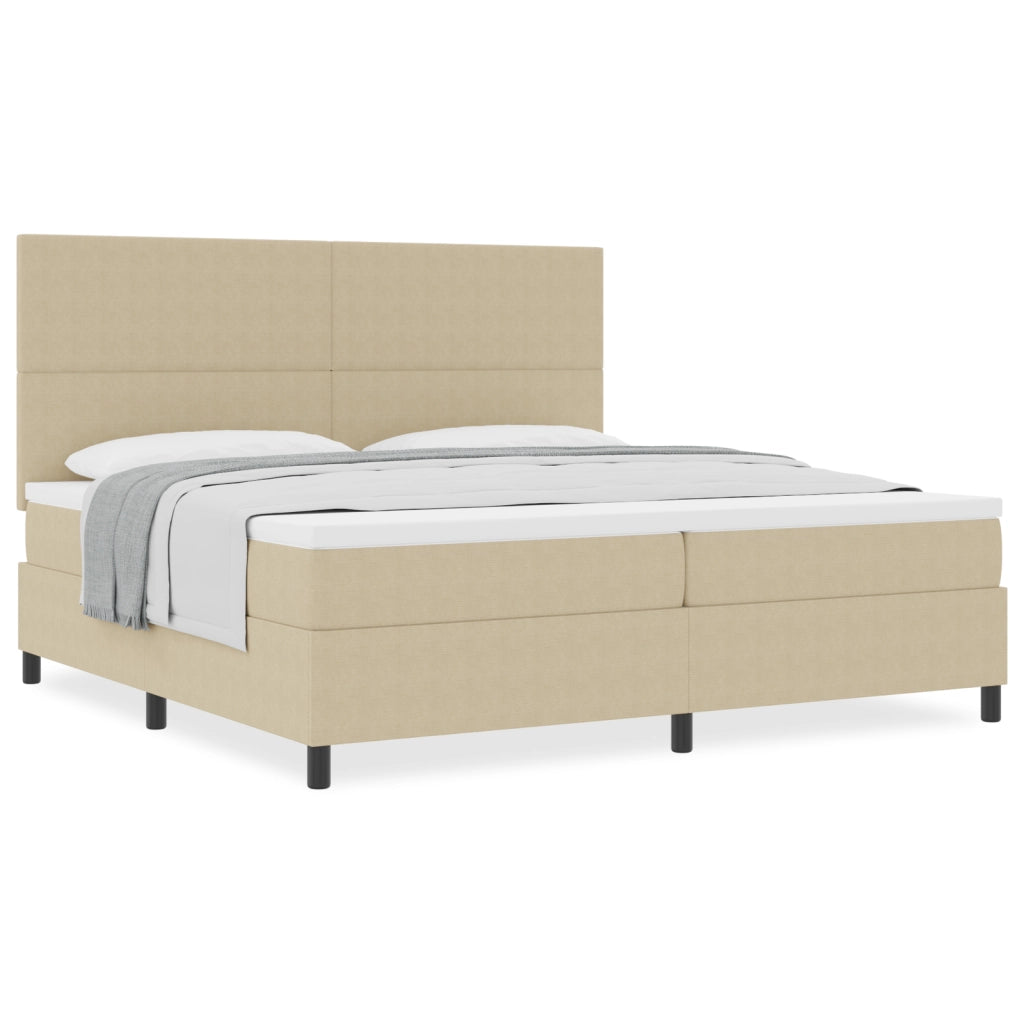 Letto Box Spring con Materasso Beige Chiaro 200x200 cm Tessuto in corduroy