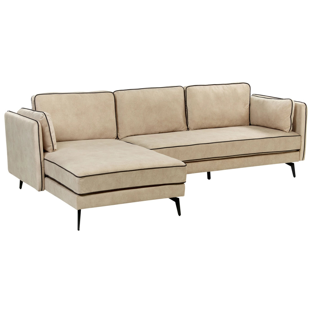 Divano 3 posti angolare regolabile lato destro in velluto beige stile moderno design classico
