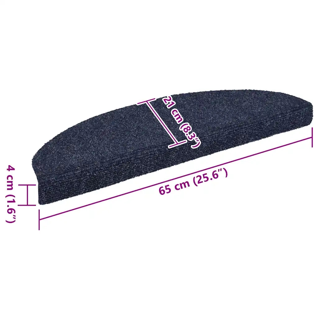 Tappetini per scale autoadesivi 15 pz 65x21x4 cm blu semicircolari grandi 132701