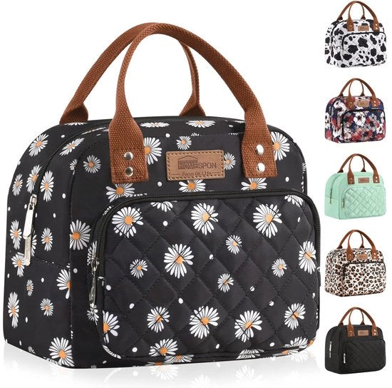 Borsa isolante per pranzo per adulti, donne, uomini, lavoro, contenitore (fiore)