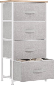 Cassettone con 4 Prese per Camera da Letto e Salotto - Comodino in Legno con Superficie in Legno e Funzione di Ripostiglio con Porta in Acciaio