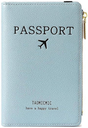 Portafoglio di viaggio con blocco RFID - Portafoglio in pelle - Portamonete di viaggio - Leggero - Blu - 17 x 11 x 2 cm - Portafoglio dei documenti di viaggio