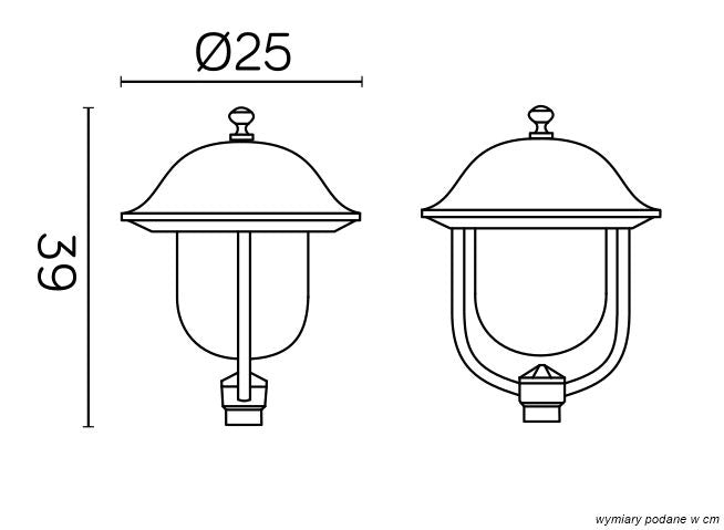 Testa lampada giardino PRINCE SU-MA nera rotonda E27 IP43