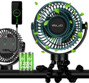 Ventilatore portatile per passeggino con 3 velocità e batteria ricaricabile 12000 mAh - Silenzioso e girevole 360 gradi - Per passeggino, ufficio, auto e campeggio