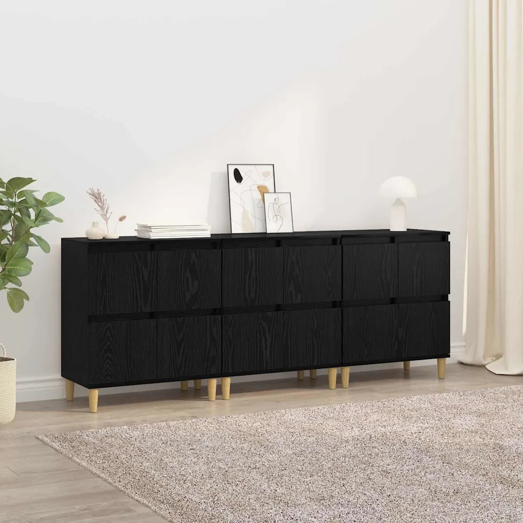 Credenza | Sideboards 3 pcs Rovere Nero 60 x 35 x 70 cm Legno multistrato
