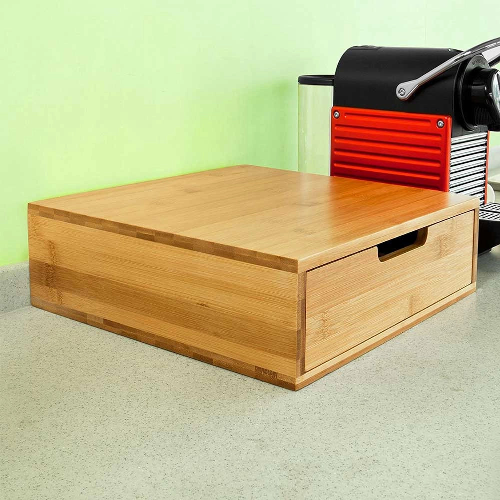 Contenitore Cassetto Porta Cialde Capsule Caffe Bustine Te Zucchero Legno Bambu