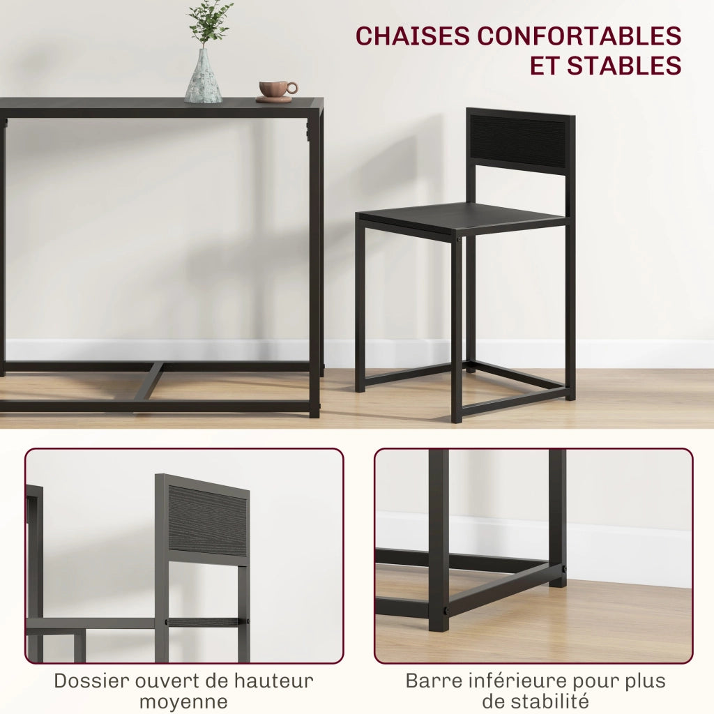 Tavolo da pranzo allungabile con 2 sedie ¨C Minimal ¨C nero