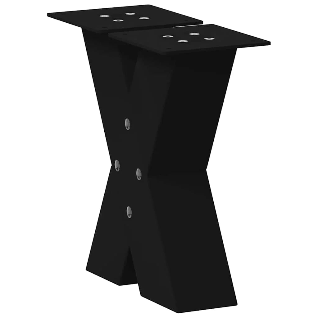Set di 2 gambe per tavolino a forma di X 30 x 30 cm con piedini regolabili design moderno acciaio nero 02_0057200