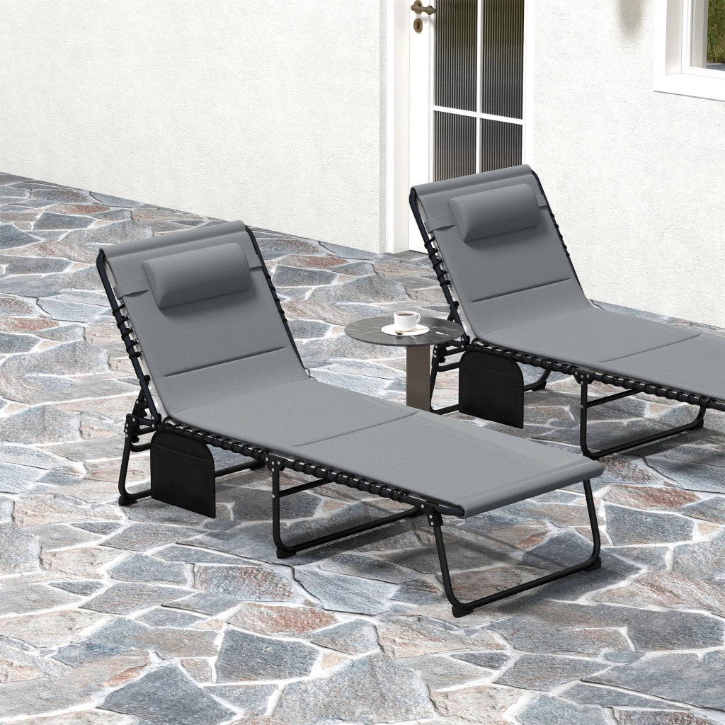 Lettino solarium pieghevole 2 posti ¨C zephmum ¨C grigio scuro con cuscino
