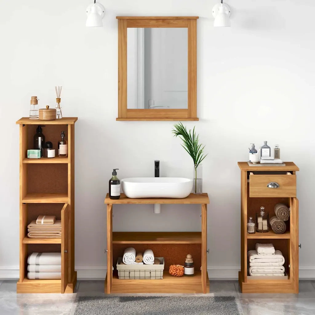 Set di mobili per il bagno con porta VIGO 4 pcs Marrone miele 3328545
