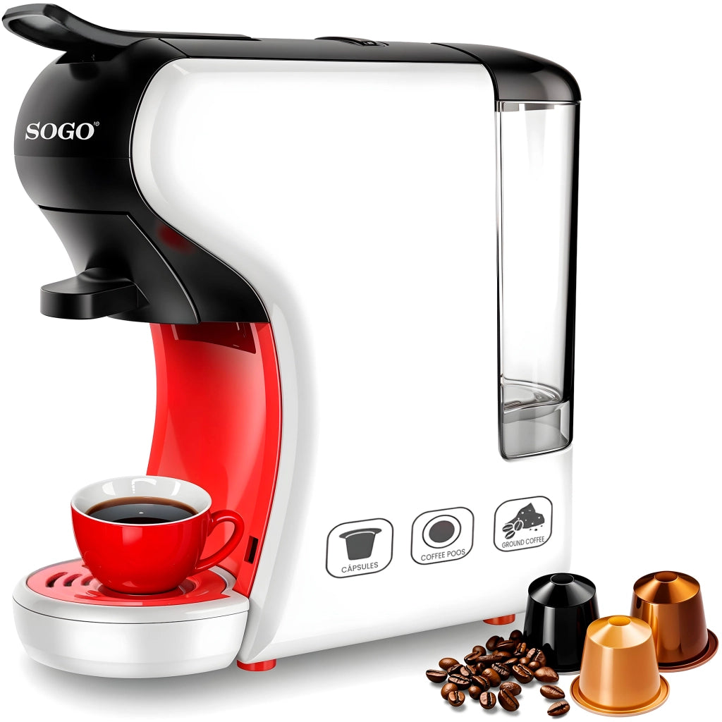 Macchina caffè multifunzione 4 in 1, compatibile capsule Nespresso Dolce Gusto, caffè macinato tè 1450W - SOGO