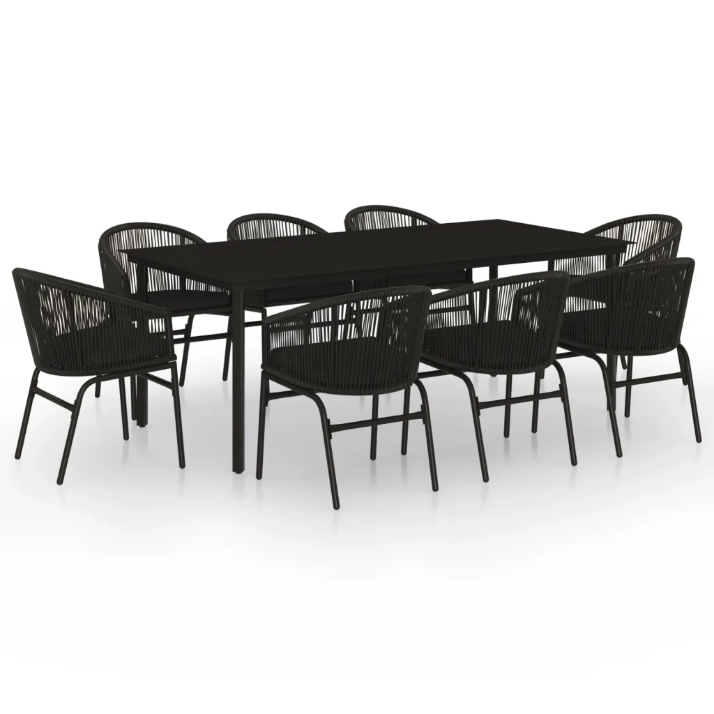 Set da Pranzo da Giardino 9 pz Nero 3099226