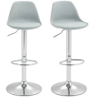 Set da 2 Sgabelli da Bar, Sgabelli Girevoli con Schienale, Regolabili in Altezza, fino a 120 kg di Portata, 42 x 38 x 82-104 cm, Grigio