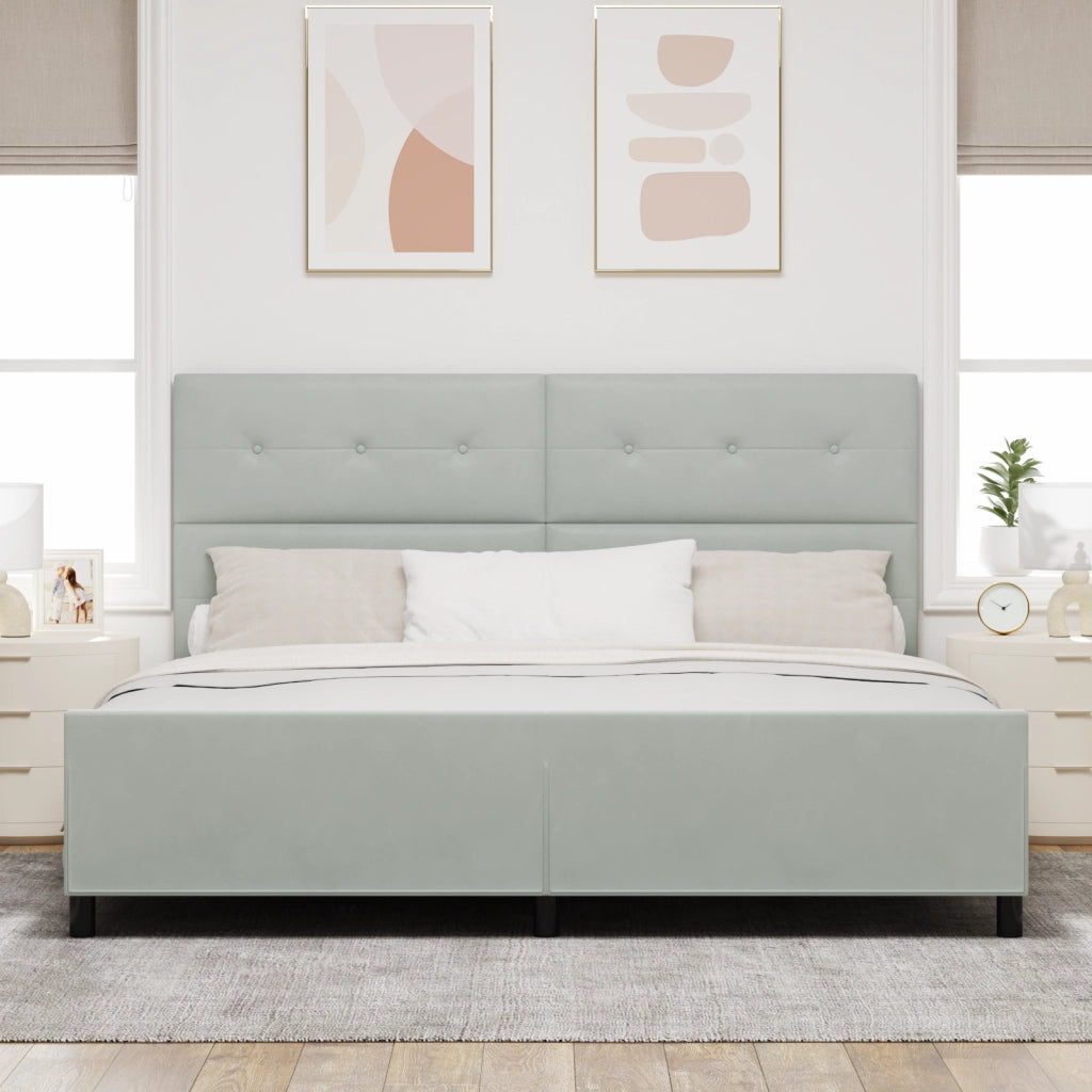Struttura Letto Grigio Chiaro 200x200 cm in Velluto