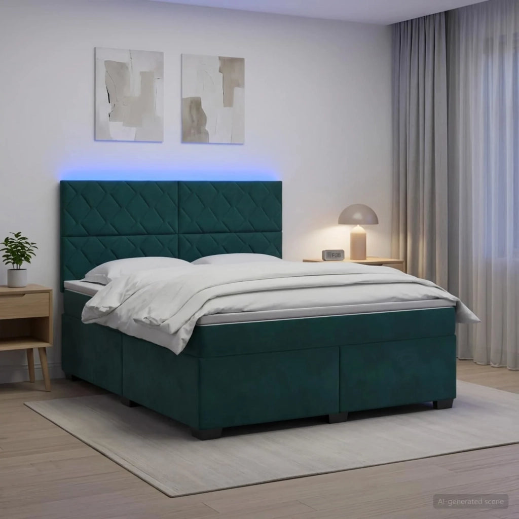 Letto box spring con materasso Verde Scuro 140 x 200 cm Velluto 3455129