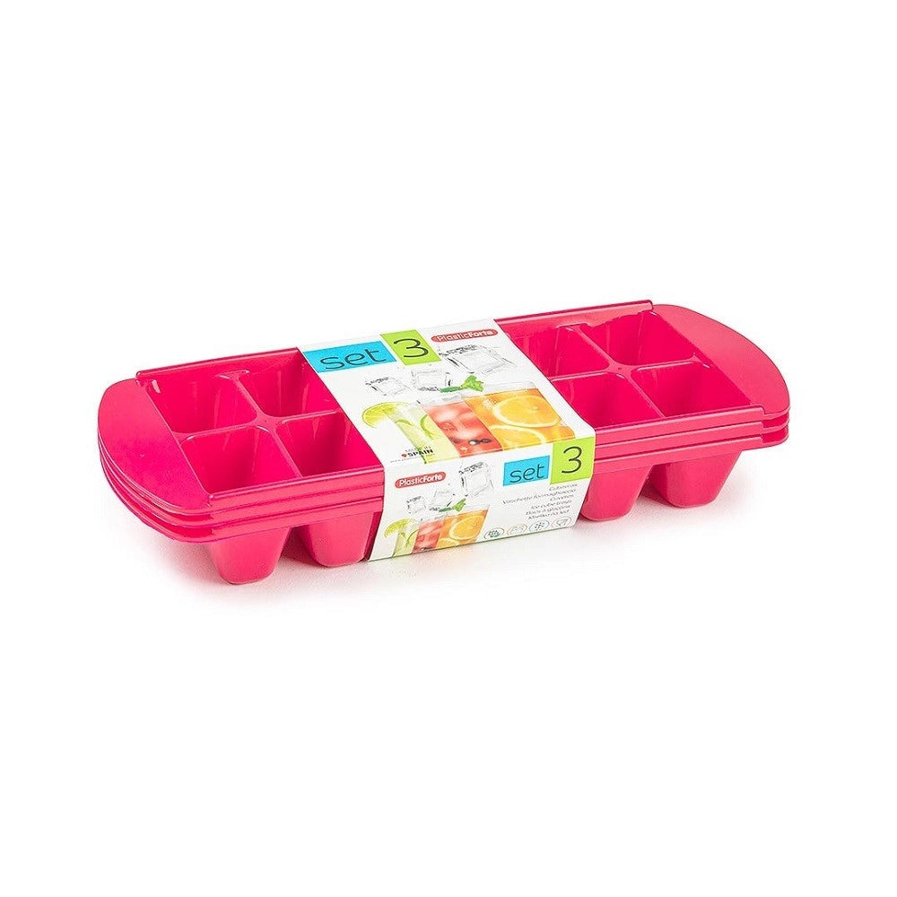 Trade Shop - Set 3 Pz Vaschette Formaghiaccio Forme Cubetti Ghiaccio Plastica Colorate 12811 -