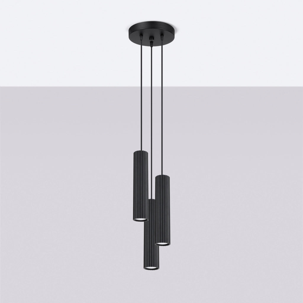 Lampada a sospensione nera Ø20 3 luci GU10 GRAVIO Pure