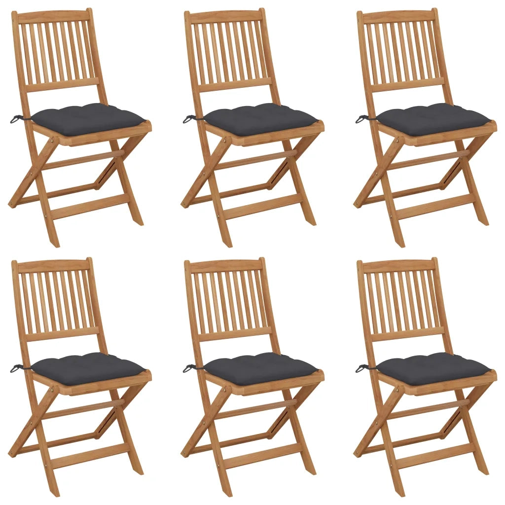 Sedie da Giardino Pieghevoli 6 pz con Cuscini Massello Acacia cod mxl 8487