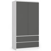 Armadio AKORD S90 Bianca 90 cm 2 ante 2 cassetti inserto frontale Grigio Grafite 90x51x180 cm