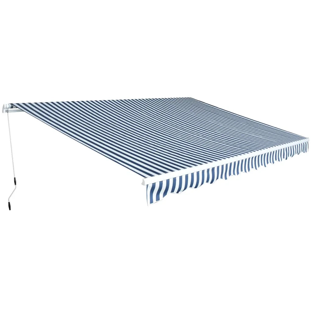 Tenda da Sole Pieghevole Manuale 450 cm Blu/Bianca 275565